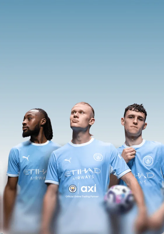 Manchester City players with the Axi partner badge